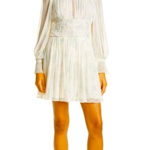 REBECCA TAYLOR dress. White toil dress with faint silver green flowers. …